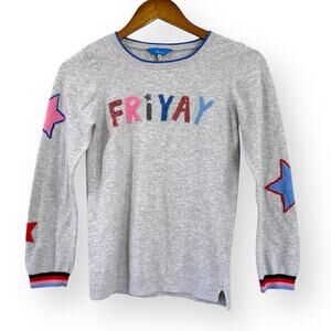 Joules Kids Miranda Grey “FRIYAY” Sweater Girls Size 11-12 Year Long Sleeve